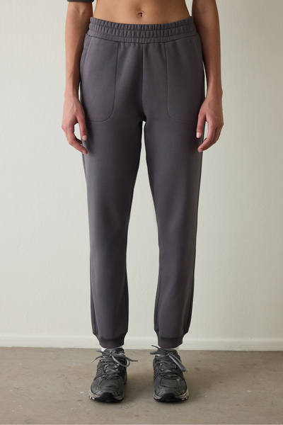 Penti Gray High Waist Pocket Lace-Up Sweatpants