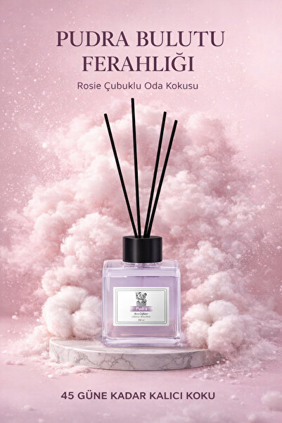rosie Pudra Oda Kokusu 100 ml Çubuklu Reed Diffuser | Kalıcı Ev Kokusu | Bamb...