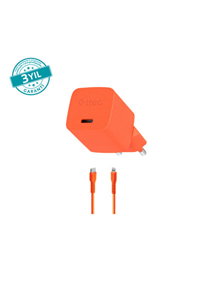 Ttec SmartCharger GAN 20W PD Seyahat Hızlı Şarj Aleti + USB-C - Lightning 120...