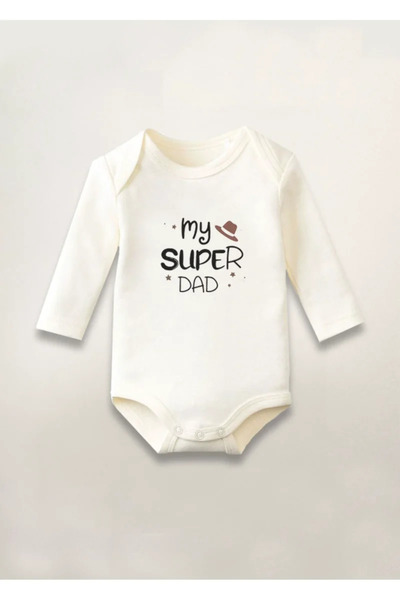 MODA My Super Dad Dad Printed Cotton Long Sleeve Snap Fastener Baby Bodysuit ...