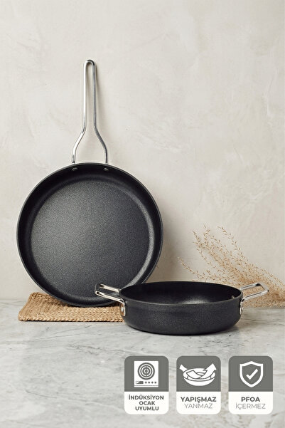 Kitchen Life Gigilli Fin Diamond Frying Pan Set Black