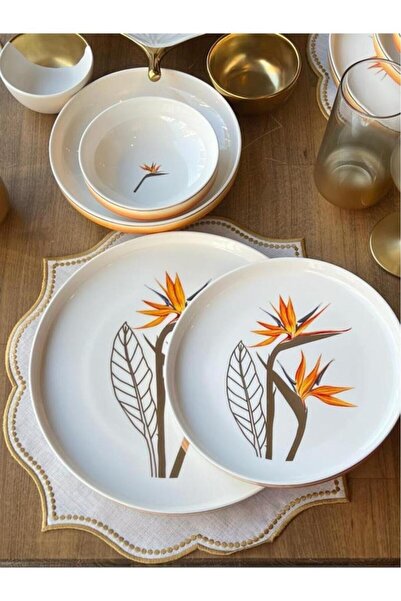 Sembol Starlice Çiçek Desen Bone Chine Porselen 24 Parça Yemek Takımı Vogue006