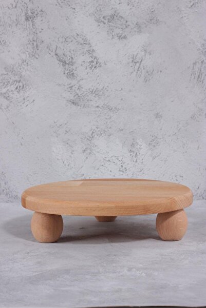 İLİVA حامل تقديم خشبي فاخر مقاس 25 سم - طبق دائري بأرجل كروية - حامل القهوة و...