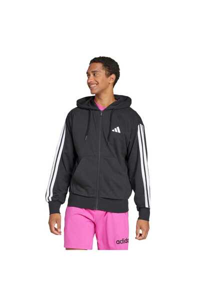 adidas Essentials 3-Stripes French Terry Full-Zip mikina s kapucí