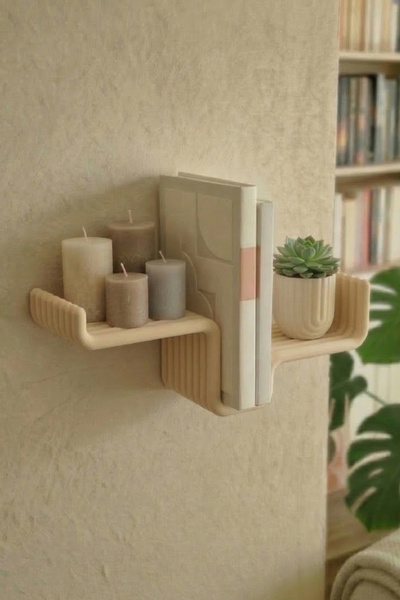 Puffin Design Edge Dekoratif Mini Duvar Rafı 1 adet (Bej Renk)