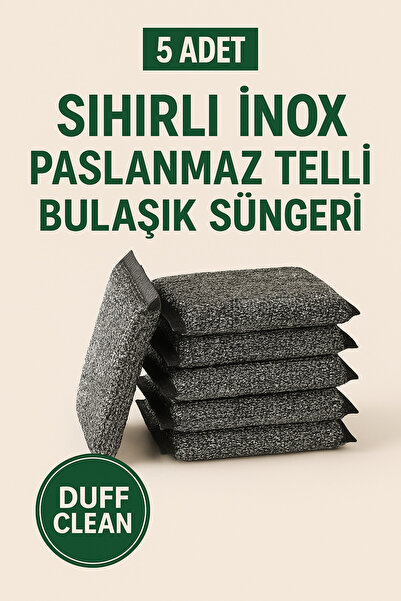 DUFF CLEAN 5 Adet Sihirli Inox Paslanmaz Telli Bulaşık Süngeri