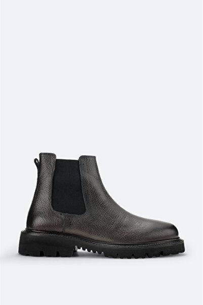 Avva Men's Anthracite 100% Leather Flexible Sole Chelsea Boots A52Y8001