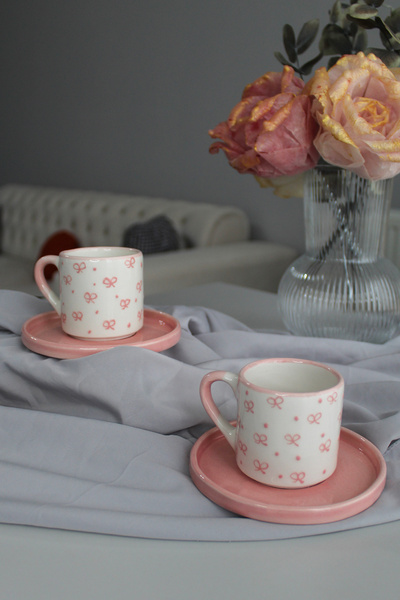 Inspire Ceramic Fiyonk Desen 2 Kişilik Kahve Fincan Takımı