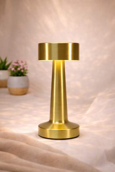 Telvesse Şarjlı Dokunmatik Masa Lambası Metal 3 Işık Parlaklık Ayarlı Gece Ma...