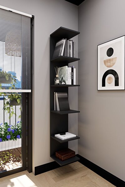 Mirobi Troy Duvara Monte Kitaplık Duvar Rafı 6 Raf Antrasit