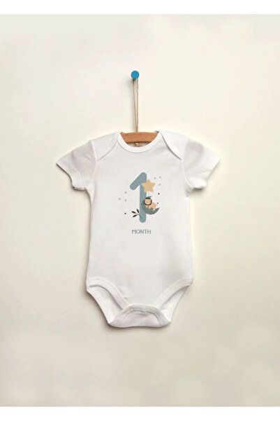 MODA 1 Month Old 100% Cotton Snap Fastener Baby Bodysuit Undershirt Jumpsuit