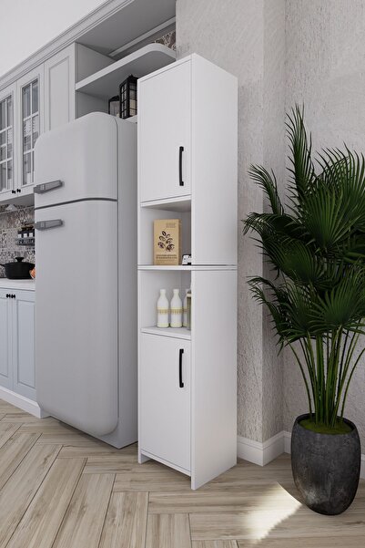 Mirobi Fella 6 Raflı Çok Amaçlı Dekoratif Mutfak Dolabı Beyaz