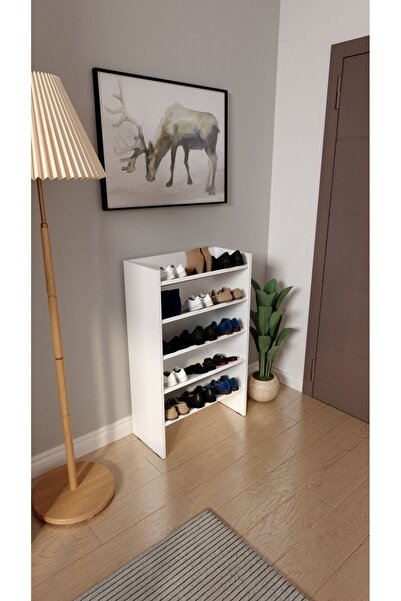 Mirobi Evvo 5 Katlı 5 Bölmeli Dekoratif Ayakkabılık Beyaz