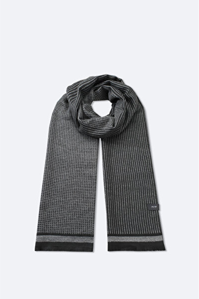 Avva Men's Black Patterned Tassel Shawl A52Y9406