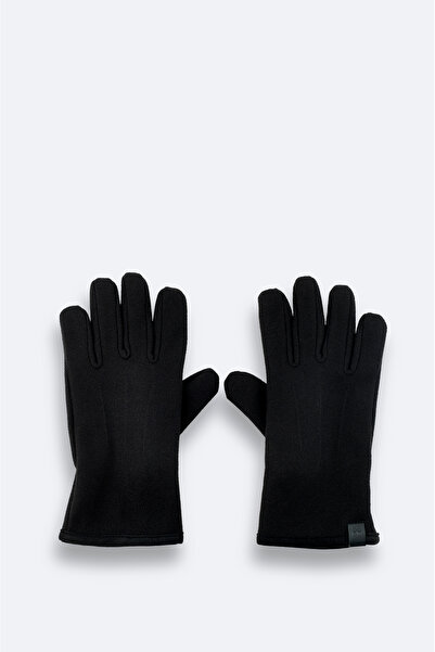Avva Men's Black Plain Cashmere Gloves A52Y9700