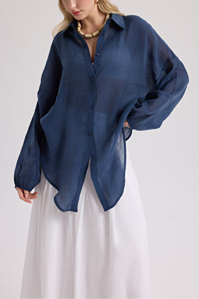 BOHEMAİ Lyra Oversize Lacivert Gömlek