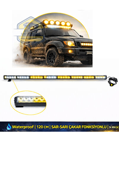 KAPOTO 120cm Off Road Led Projektör Çakar Işık Sarı-Sarı 9V 30V Araç Üstü Led...