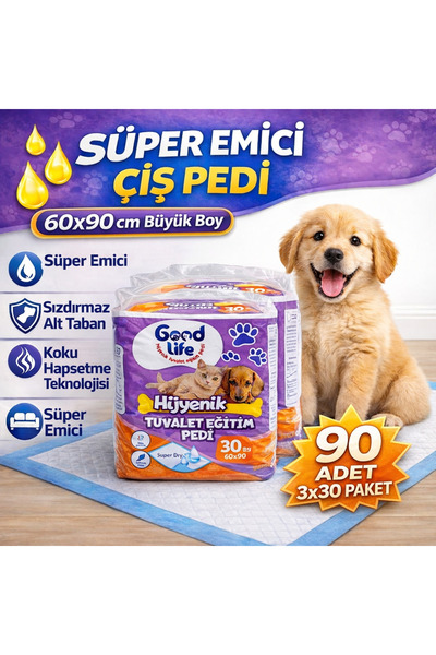 GoodLife Köpek Çiş Pedi 60x90 Yatak Koruyucu 3'lü