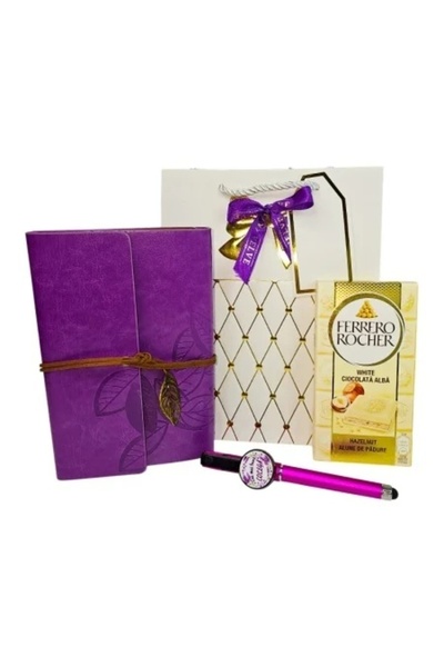 velve Set cadou elegant "Cea mai buna Colega" cu jurnal vintage, pix touchscr...