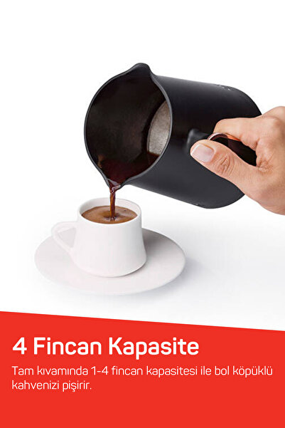 Arzum OK0049 Okka Minio Közde Türk Kahvesi Makinesi Bol Köpüklü Közde Lezzeti, 4 Fincan Kapasiteli, Siyah