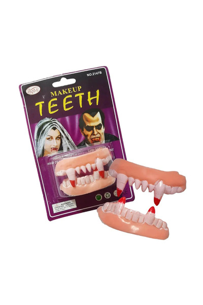 ReilaParty Vampir Dişi Takma Diş Seti - Yumuşak Silikon Çift Damak Halloween ...
