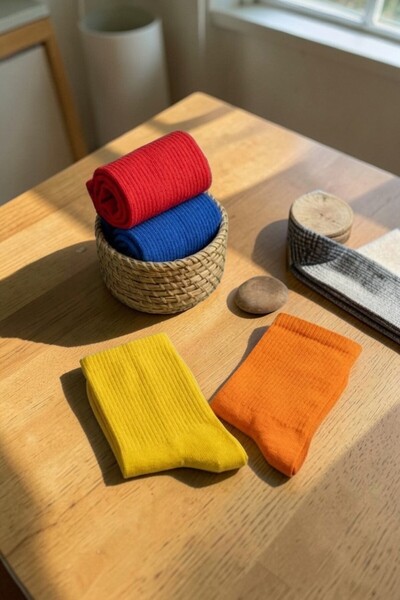 Esinti جوارب رجالية مأخذ جوارب طويلة منشفة نسائية جوارب بيضاء منقوشة 4 قطع