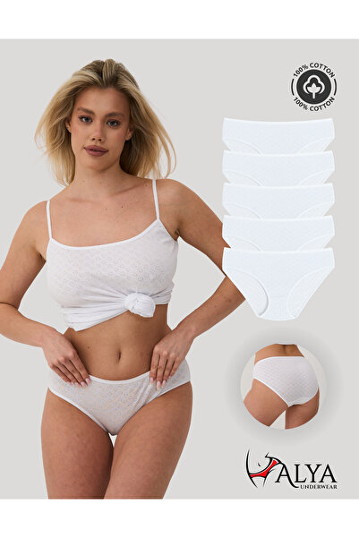 ALYA UNDERWEAR 100% Cotton Women's Panties Normal Waist Jacquard Heart Patter...