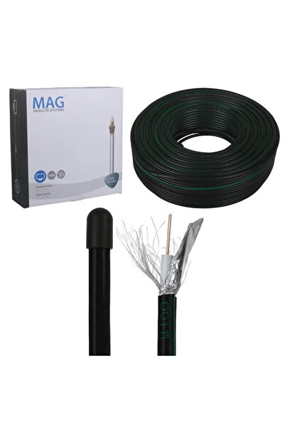 Genel Markalar Mag Rg6/U6 Bakır Cu/Cu 80 Tel Siyah Anten Kablosu (100 Metre)