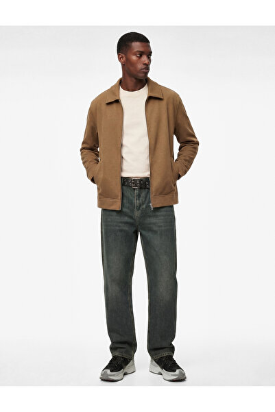 Koton Regular Fit Uzun Kollu Cepli Gömlek Yaka Fermuarlı Mevsimlik Ceket