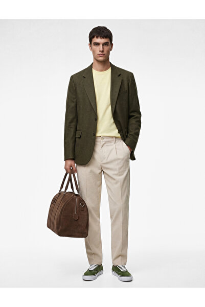 Koton Viscose Blend Buttons Pocketed Pleated Fabric Trousers