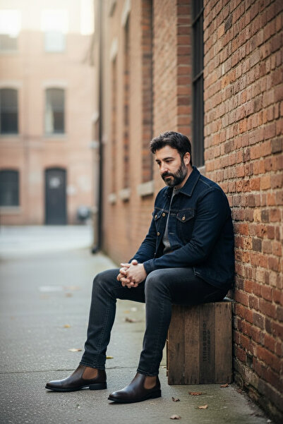 MelAlp Men's Genuine Leather Boots with Side Elastic