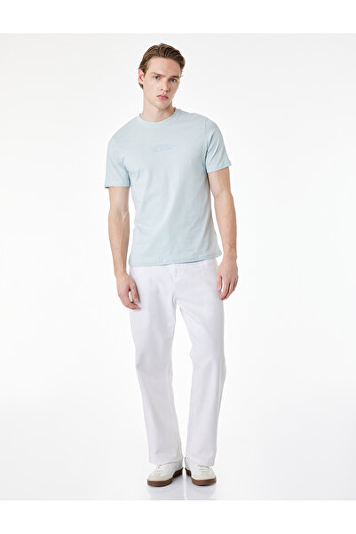 Koton Μπλουζάκι με κοντό μανίκι από βαμβακερό λαιμόκοψη με στάμπα