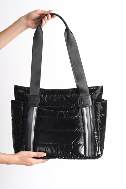 MARSEDO Veneto Kadın Paraşüt Kumaş Şerit Detaylı Şişme Günlük Kol Omuz Çantası