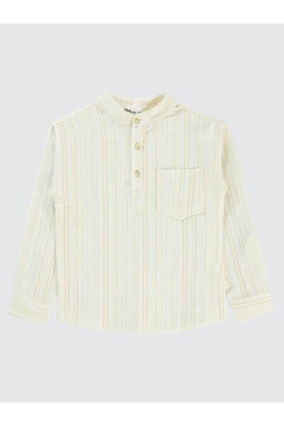 Civil Boys Ριγέ πουκάμισο με μισό σκίσιμο για 10-13 ετών - Μουσταρδί