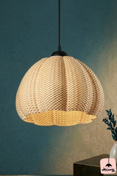 decory Verda Hasır Renk Rattan Görünümlü Tekli Avize , Pinterest Tarzı Tekli ...