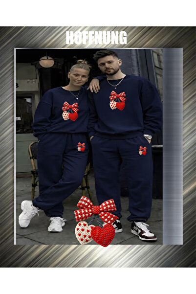 HOFFNUNG Unisex Casual Tracksuit Set 2Hearts Outdoor Full Sweatshirt