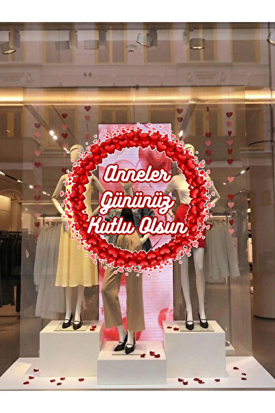 MIGNATIS Anneler Gününüz Kutlu Olsun Yuvarlak İçinde Kalpli Cam Vitrin Sticke...