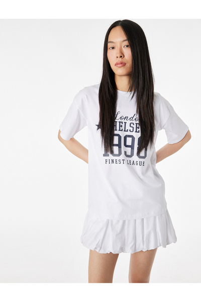 Koton Slim Fit Short Sleeve Crew Neck College Printed T-Shirt