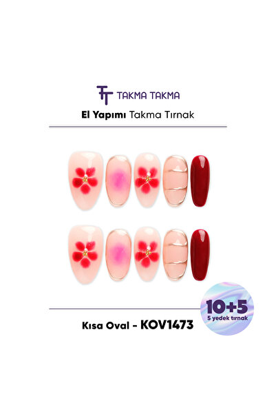 Takma Takma 15'li Renkli Kısa Oval KOV1473 Tekrar Kullanılabilir El Yapımı Pr...