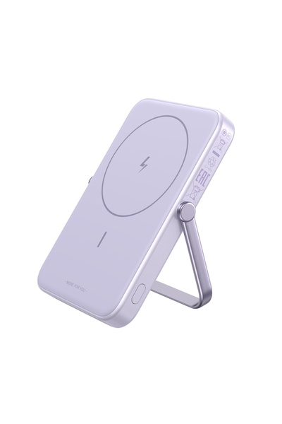 Ugreen Baterie externă cu afișaj digital, Ugreen, încărcare rapidă, magnetică, 5000mAh, USB-C, 18W, 5V/3A, violet