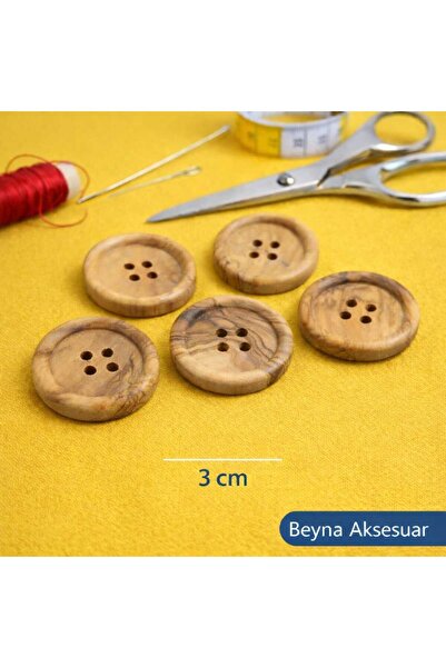 Beyna لوح خشبي طبيعي 3 سم زر 1 حزمة 10 قطع