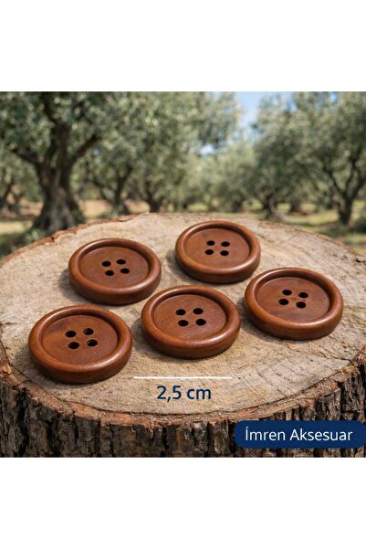 İMREN AKSESUAR Buton din lemn natural 2,5 cm 1 pachet 5 buc
