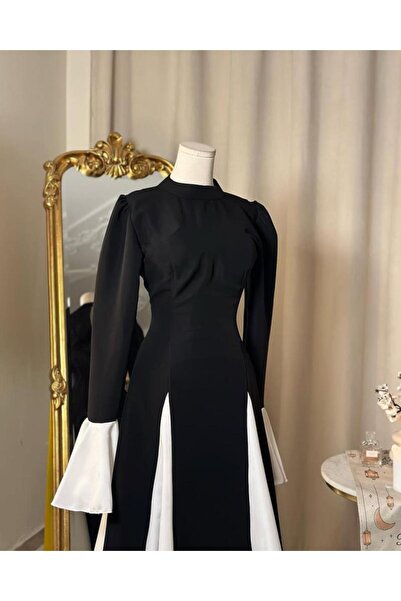vanus fashion فستان فاخر بالألوان الكلاسيكية الأحمر والأسود 5572