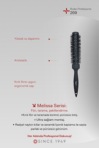 RODEO فرشاة تجفيف الشعر من السيراميك الحراري، مريحة وخفيفة الوزن، من ميليسا 2...