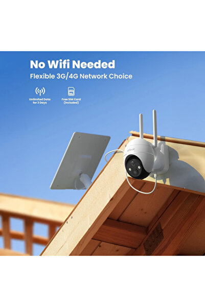 ie Geek Cameră de supraveghere pentru exterior ieGeek 2G WiFi, înregistrare 24/7, 2K 3MP, PTZ 360°, 10000 mAh, panou solar 5W, vedere nocturnă, alb