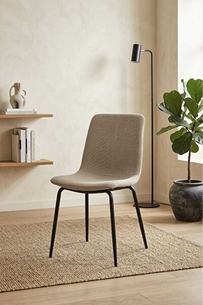 Arnohome كرسي طعام مخملي مودرن بقواعد معدنية سوداء