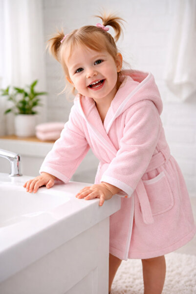 VAV LUXURY %100 Pamuk Kapüşonlu Çocuk Bornozu – Yumuşak Havlu Bebek Bornozu, ...