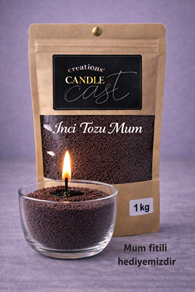 CandleCastCreation Sandal Ağacı Kokulu Kahverengi İnci Tozu Mum 1 KG -Toz Mum...