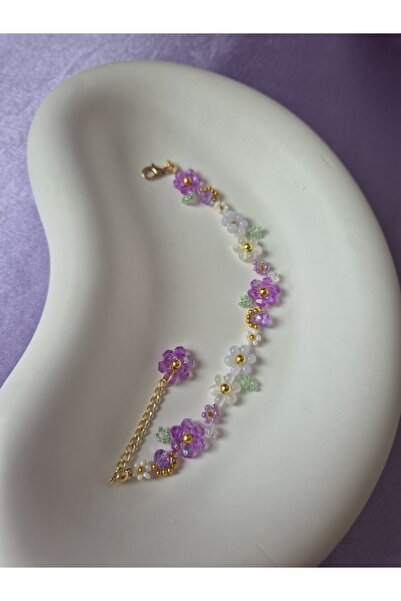 Handmade Sonsuz Papatya Elyapımı Bileklik Mor