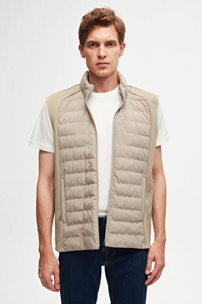 Twn Slim Fit Stone Plain Vest Coat